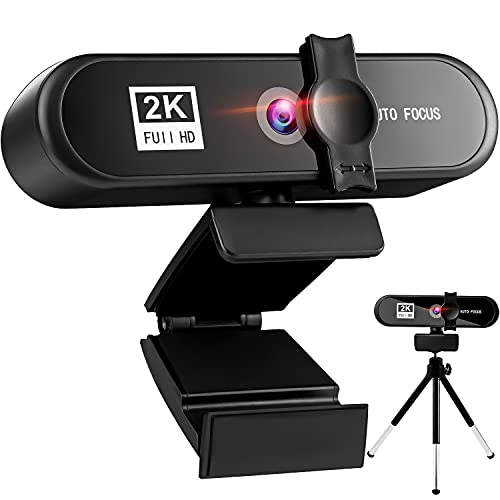 Cámara Web USB con Trípode y Funda Protectora Juegos ZJSTRO Webcam 2K Full HD con Micrófono Estéreo y Enfoque Automático Compatible con Windows/Mac/Androi para Videollamadas Conferencias
