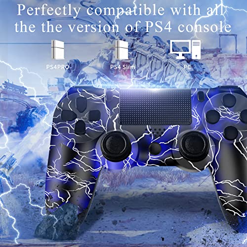 ZLMAY Mando PS-4, Mando Inalámbrico para Playstation 4/ Pro/Slim, Mando PS-4 Inalámbrico con Doble Vibración y Seis Ejes, Joystick PS-4 con Cargador y Agarres para el Pulgar (Blue)