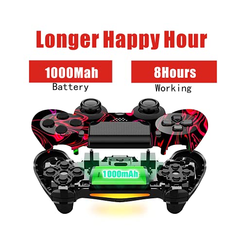 ZLMAY Mando PS-4, Mando Inalámbrico para Playstation 4/ Pro/Slim, Mando PS-4 Inalámbrico con Doble Vibración y Seis Ejes, Joystick PS-4 con Cargador y Agarres para el Pulgar (Red)