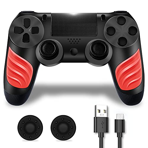 ZLMAY Mando PS-4, Mando Inalámbrico para Playstation 4/ Pro/Slim, Mando PS-4 Inalámbrico con Doble Vibración y Seis Ejes, Joystick PS-4 con Cargador y Agarres para el Pulgar