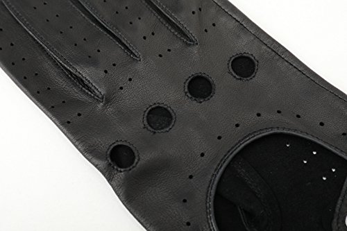 ZLUXURQ Guantes de conducción de piel de oveja para hombre sin forro, suaves y cómodos