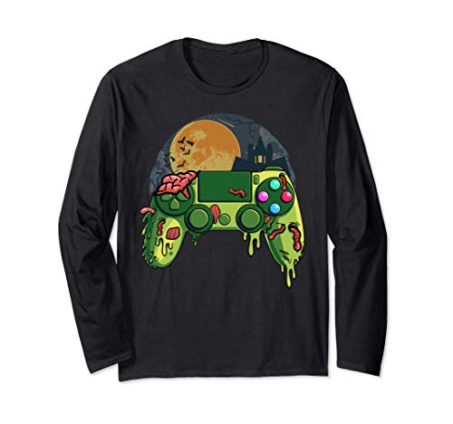 Zombie Video Gamer Divertida consola de juegos de Halloween Manga Larga