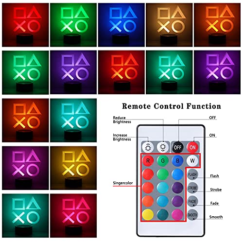 ZWOOS Lampara Gaming - Gaming Luz con Control Remoto - 16 colores - 4 modos de iluminación - Gamer Decoracion (Model A)