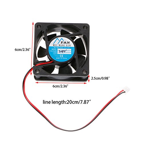 ZZALLL 60mm × 60mm × 25mm DC 12V 24V 2-Pin Cooler Sin escobillas PC CPU Case Cooling Fan 6025-2#