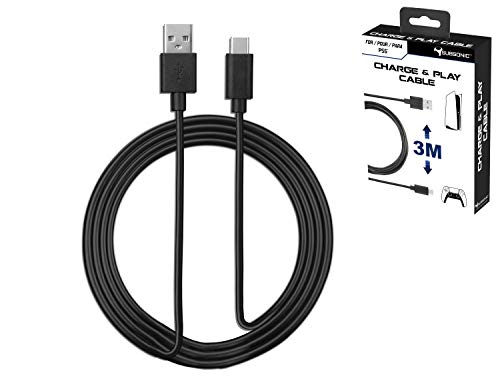 - Subsonic - Accesorio - Cable de carga USB C XXL de 3 metros para el controlador Dual Sense PS5 - Playstation 5 (PlayStation 5)
