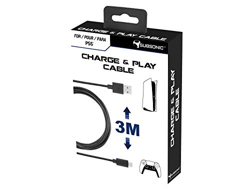 - Subsonic - Accesorio - Cable de carga USB C XXL de 3 metros para el controlador Dual Sense PS5 - Playstation 5 (PlayStation 5)