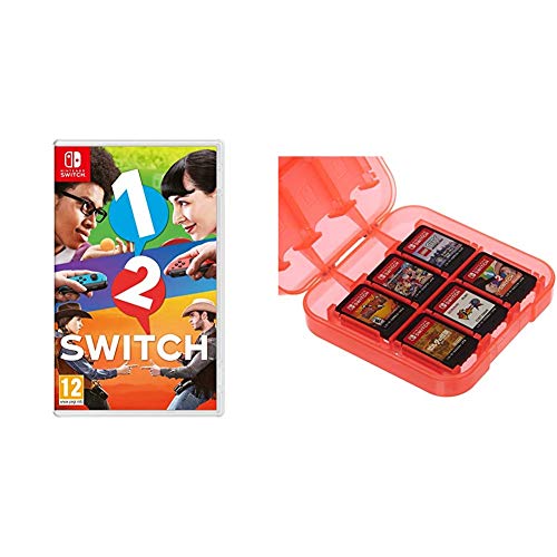 1-2 Switch & Amazon Basics - Funda para almacenamiento de juegos, para Nintendo Switch - Rojo