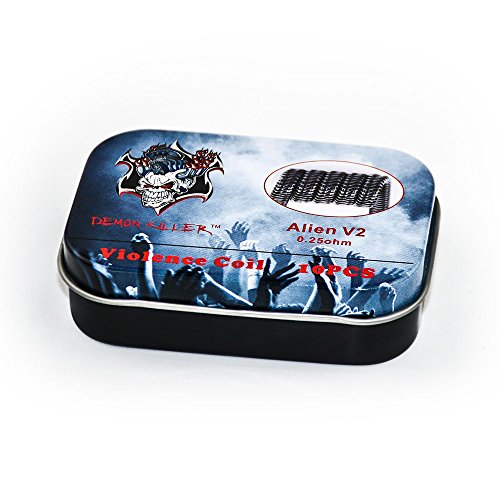 10 PCS Demon Killer Prebuilt Alien V2 Bobina, Super A1 Coil Violence Heating Wire para RBA/RDA/RTA Rebuildable Atomizadores, Vape Coil (0,25ohm 1,7 * 9mm)