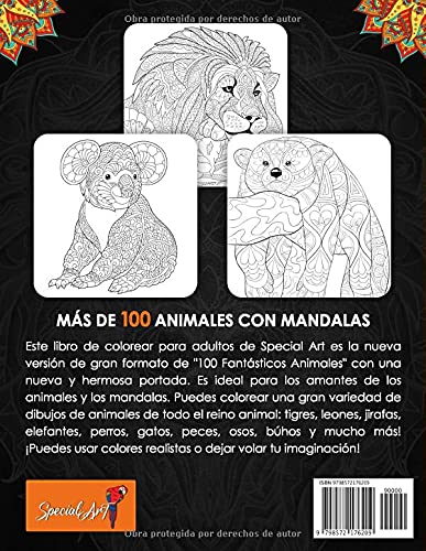 100 Animales – Libro de Colorear para Adultos: Relájate y fomenta la creatividad con más de 100 Páginas para colorear con fantásticos Animales con ... Antiestrés para relajarse. (Nueva Versión)