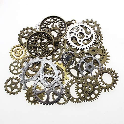 100 gramos de Steampunk Cogs Metal Colgante Cogs Steampunk para la joyería DIY hechos a mano hechos a mano accesorios de la joyería de la aleación (aprox. 70pcs)