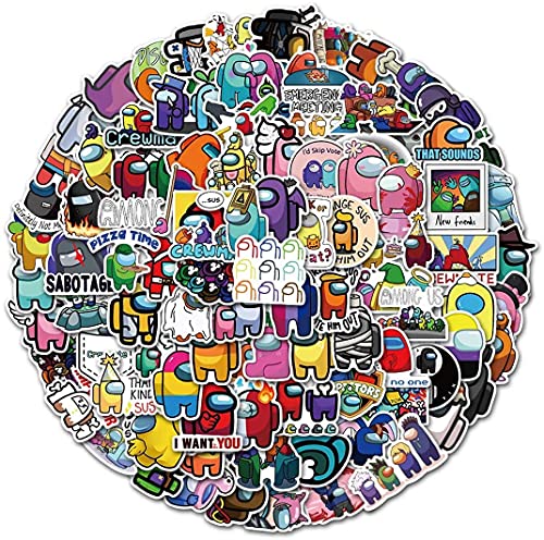 100 unids Among Us Pegatinas para el tema del juego del ordenador portátil Calcomanías impermeables Pegatinas para botellas de agua portátil Teléfono equipaje(100 piezas)