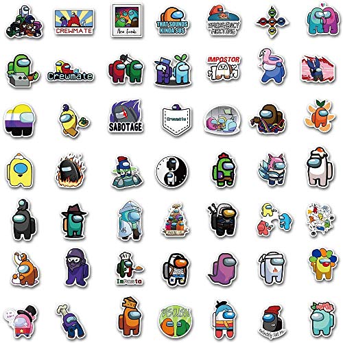 100 unids Among Us Pegatinas para el tema del juego del ordenador portátil Calcomanías impermeables Pegatinas para botellas de agua portátil Teléfono equipaje(100 piezas)