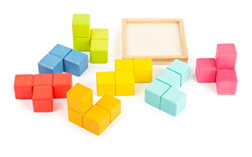 11346 Puzzle Cubo Tetris 3D, Small Foot, Compuesto de 7 Piezas en Forma de Tetris, Juego de Puzzle a Partir de los 5 años.