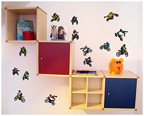 14 Juego de motocross pared adhesivo Juego Cross Moto Art-Land, multicolor, 2x 16x26cm