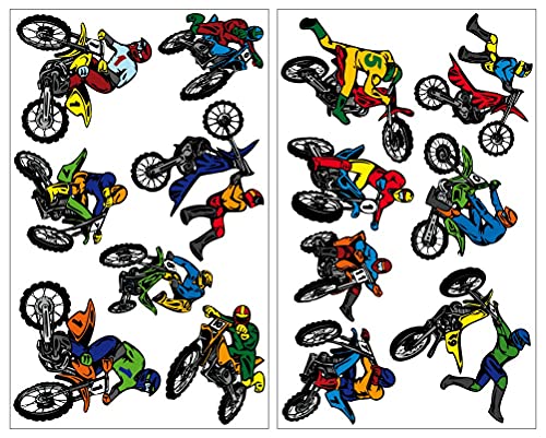 14 Juego de motocross pared adhesivo Juego Cross Moto Art-Land, multicolor, 2x 16x26cm