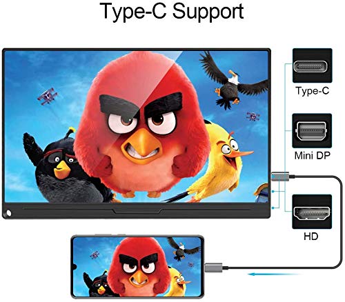 15,6 Pulgadas Monitor Portátil, Uperfect Monitor Gaming FHD 1920 x 1080 IPS Pantalla con USB Tipo C/Mini HD, Altavoces Integrados para Ordenador Portátil Juegos PC PS4 Xbox Raspberry Pi Teléfonos