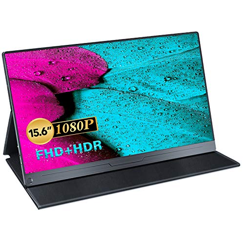 15,6 Pulgadas Monitor Portátil, Uperfect Monitor Gaming FHD 1920 x 1080 IPS Pantalla con USB Tipo C/Mini HD, Altavoces Integrados para Ordenador Portátil Juegos PC PS4 Xbox Raspberry Pi Teléfonos