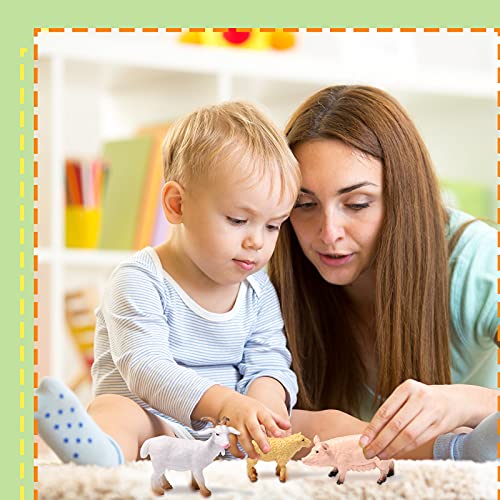 16 Juguetes de Figuras de Animales de Granja Figuras de Animal de Selva Realistas Mini Adorno de Topper de Tarta Juego Educativo de Aprendizaje para Suministros de Fiesta Navidad