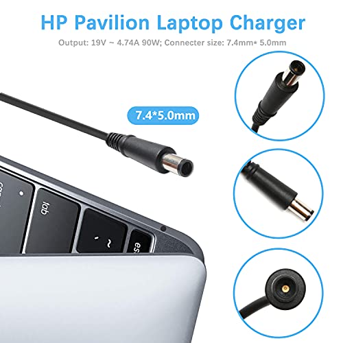 19V 4,74A 90W Cargador para portatil HP Pavilion G4 G6 G6t G7 M6 M7; Compaq Presario CQ57 CQ60 CQ61 Cq40 Cq62; EliteBook 745 820 840 850 G1 G2; Compaq Presario Cq40 Cq62; Probook G0 G1 G2 7.4 x 5.0mm