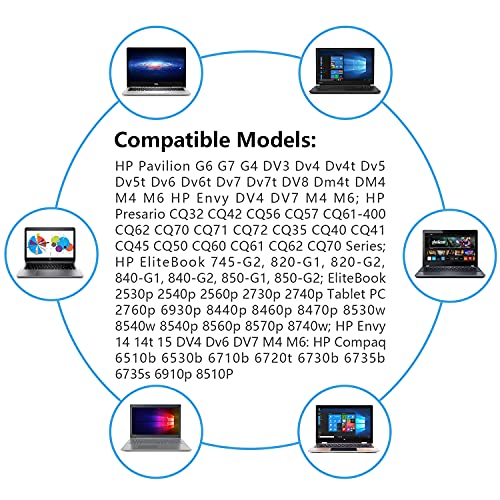 19V 4,74A 90W Cargador para portatil HP Pavilion G4 G6 G6t G7 M6 M7; Compaq Presario CQ57 CQ60 CQ61 Cq40 Cq62; EliteBook 745 820 840 850 G1 G2; Compaq Presario Cq40 Cq62; Probook G0 G1 G2 7.4 x 5.0mm