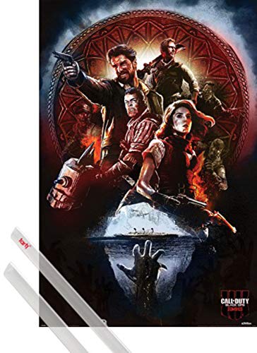 1art1 Call of Duty Póster (91x61 cm) Black Ops 4 Zombies Y 1 Lote De 2 Varillas Transparentes