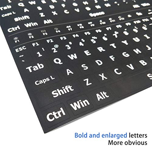 2 pegatinas de repuesto universales, letras blancas (mate), adecuadas para cualquier teclado estándar, teclado de computadora portátil, tecla de Apple, con dos pinzas y cepillo de limpieza