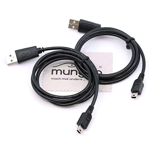 2 Piezas 1m de Cable de Carga para Playstation 3, PS3, PS3 Slim, Dual Shock Controller Cable de Carga Cargador con paño de Limpieza de Pantallas mungoo