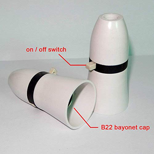 2 soportes para lámpara de casa de bayoneta B22 T2, estilo vintage, color blanco