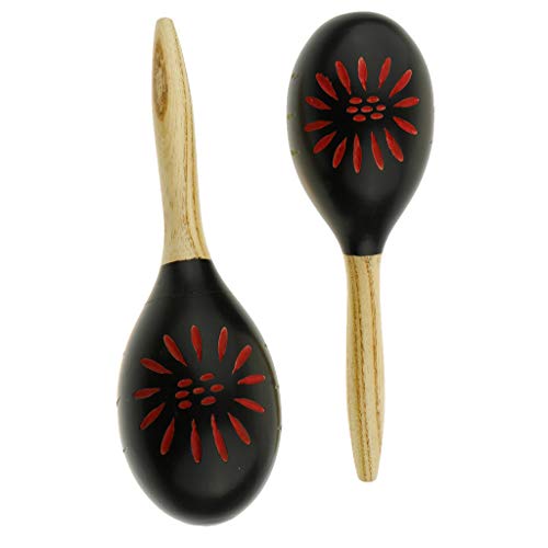2 Unids de Maraca Martillo de Arena de Madera Sand Martillos Accesorio Musical de Percusión - Negro
