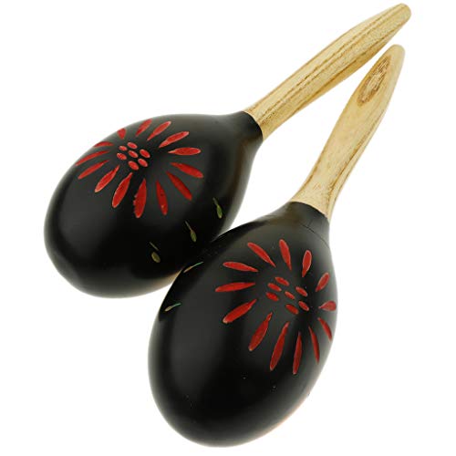 2 Unids de Maraca Martillo de Arena de Madera Sand Martillos Accesorio Musical de Percusión - Negro