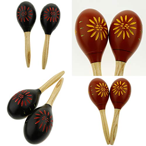 2 Unids de Maraca Martillo de Arena de Madera Sand Martillos Accesorio Musical de Percusión - Negro