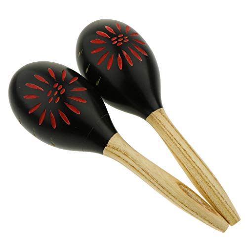 2 Unids de Maraca Martillo de Arena de Madera Sand Martillos Accesorio Musical de Percusión - Negro