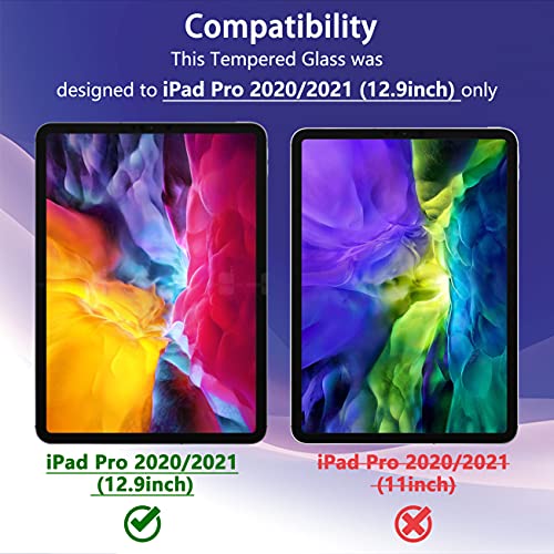 [2+2 Pack]Unique Me Protector de Pantalla Compatible con iPad Pro 2021/2020 12.9“ y [2 Pack] Protector de lente de cámara Cristal Templado, [Cobertura máxima][Sin Burbujas] HD Vidrio Templado