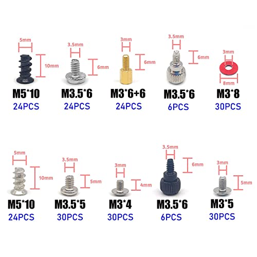 228 Piezas Kit de Tornillos de Ordenador Personal Tornillos de PC para Disco Duro Carcasa Placa Base Ventilador con una Caja de almacenamiento