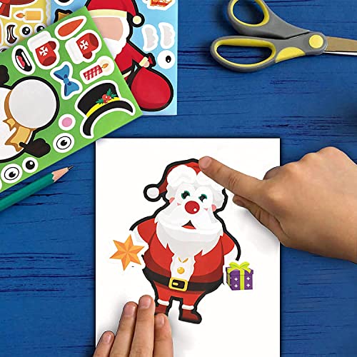 24 hojas de pegatinas de Navidad, juegos de fiesta de Navidad, pegatinas de bricolaje con Santa Claus para regalo de niños, haz tus propias actividades, regalos de fiesta de Navidad