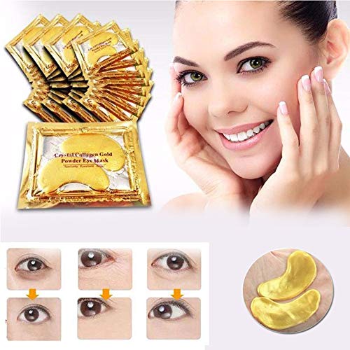 24K Gold Eye Treatment Mask | Eye Masks for Dark Circles, Anti Wrinkle Treatment, Under Eye Gel Pads, Eye Mask for Puffy Eyes, Skincare, Hydrating, Gifts for Women | 20Pairs