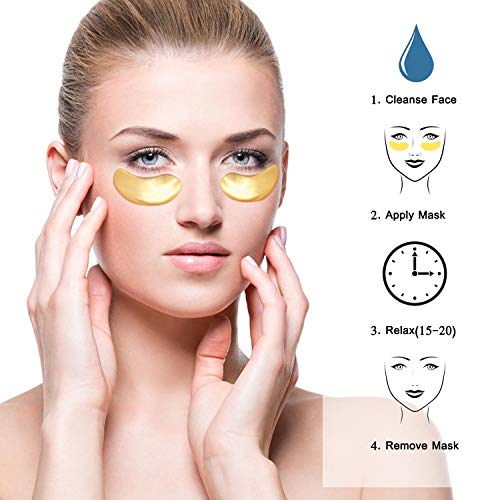 (25 Pairs) Crystal 24K Gold Powder Gel Collagen Eye Mask,Premium Anti Aging, Anti Wrinkle, Moisturiser for Under Eye Wrinkles, Remove Eye Bags, Under-eye, Dark Circles, Hydrating, Puffy Eyes