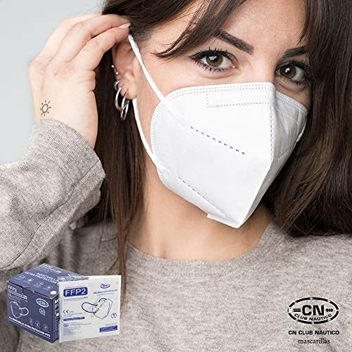 25 uds Mascarilla FFP2 CN Ultra Protección + Estuche Antiséptico + Ajustadores | Homologada CE | desechable - no Reutilizable | 5 capas, tamaño adulto, Color a escoger (Blanco)