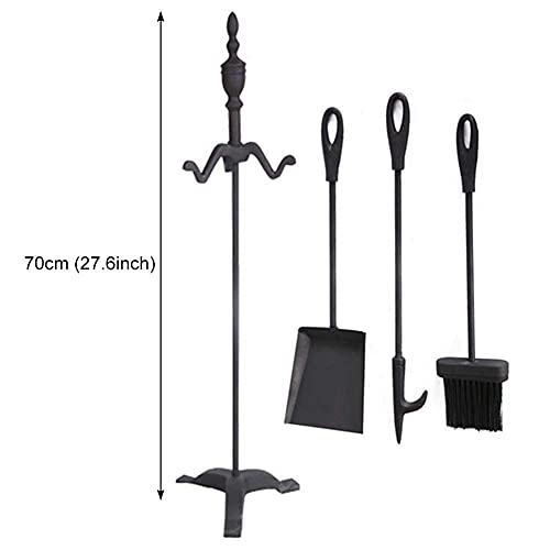 27.6in Fireplace Tools Set 4 PCS Kit Wrought Iron Indoor Fireset Stand Wood Log Holder Outdoor Fire Pit Hearth Accessories Kit