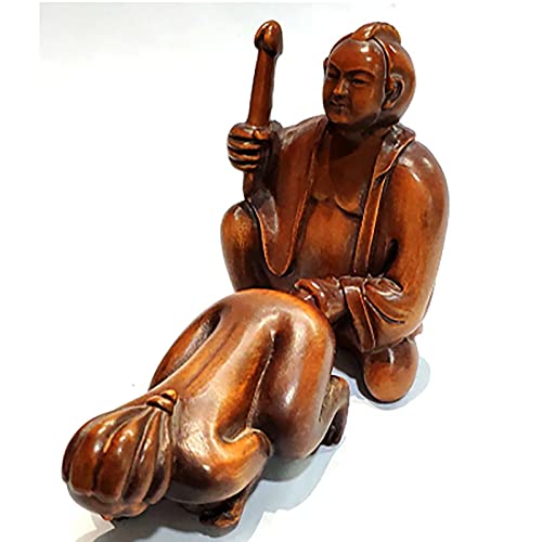2"Mano Geschnitzte JapanisChen Buchsbaum Netsuke: Oriental Mann und Frau