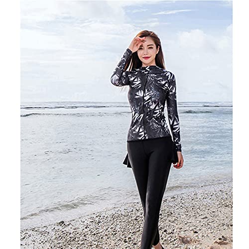 3-PC Set Wetsuit Traje De Buceo para Mujeres Agregar Fertilizante Capucha Manga Larga Elástica Sacre De Sol Sailboat Swimsuit MUMUJIN (Size : M)