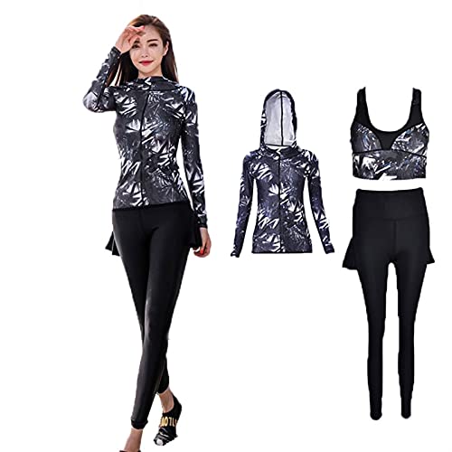 3-PC Set Wetsuit Traje De Buceo para Mujeres Agregar Fertilizante Capucha Manga Larga Elástica Sacre De Sol Sailboat Swimsuit MUMUJIN (Size : M)