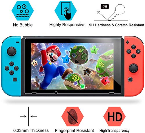 [3 Unidades]Aishtec Protector de Pantalla para Nintendo Switch, [Dureza 9H] Transparente HD Anti-Arañazos - 3 Unidades