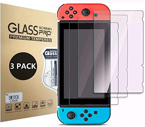 [3 Unidades]Aishtec Protector de Pantalla para Nintendo Switch, [Dureza 9H] Transparente HD Anti-Arañazos - 3 Unidades