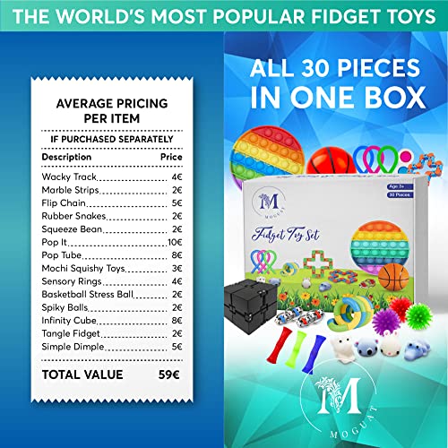 (30 Piezas) Fidget Toy Pack - Pop It Fidget Toys, Simple Dimple, Stress Ball, Pelota Antiestrés, Juguete Antiestrés Niños Autismo, Juguetes Déficit de Atención