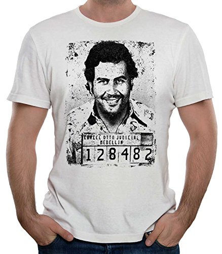 35mm - Camiseta Hombre Pablo Escobar - Narcos - Plata o Plomo - Blanco - Talla m