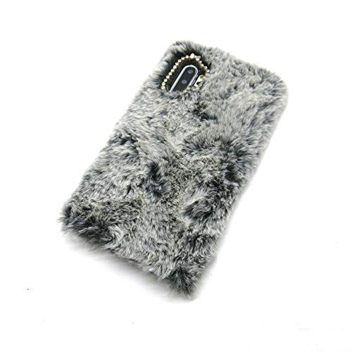 3C Collection Fundas Samsung Note 10 Plus Peludo Negro, Fundas Galaxy Note 10 Plus Mullido, Rhinestone de Bling Velloso Pelo Fundas para Samsung Galaxy Note 10 Plus Carcasas Flexible