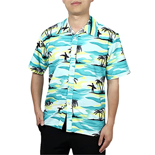3D Banana Funny Print Camisa hawaiana de los hombres de verano de manga corta camisa tropical vacaciones ropa, 3, L