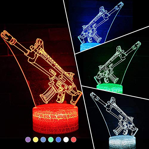 3D Lámpara de Escritorio NHSUNRAY 7 colores LED Touch lámpara de mesa con control remoto para niños cumpleaños regalo de San Valentín de Navidad (Asalto)