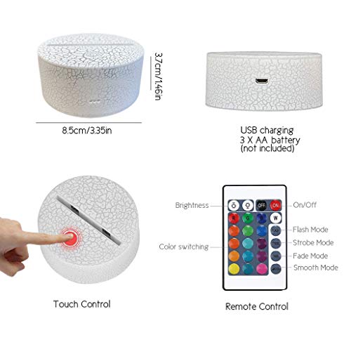 3D Lámpara de Escritorio NHSUNRAY 7 colores LED Touch lámpara de mesa con control remoto para niños cumpleaños regalo de San Valentín de Navidad (Asalto)